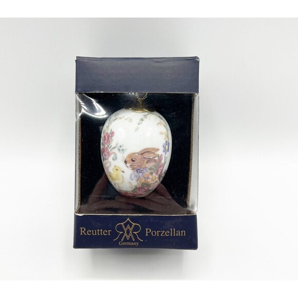REUTTER Porzellan Rabbit Bunny Chick Porcelain Egg Ornament Easter Vintage 3.5" - Picture 1 of 12
